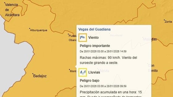 Alerta naranja por vientos para este miércoles
