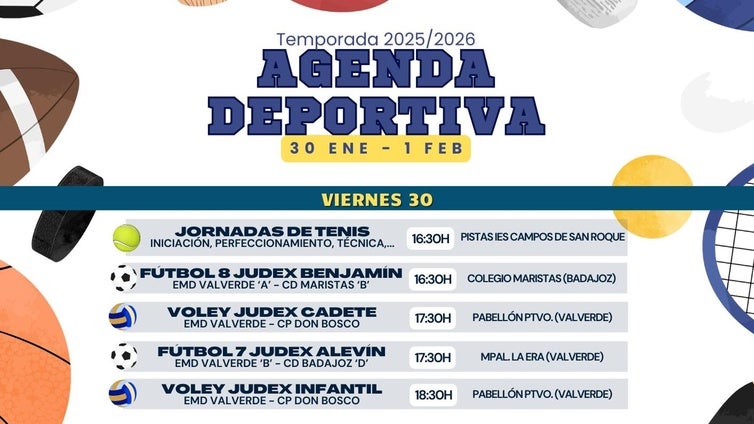 Agenda deportiva del fin de semana