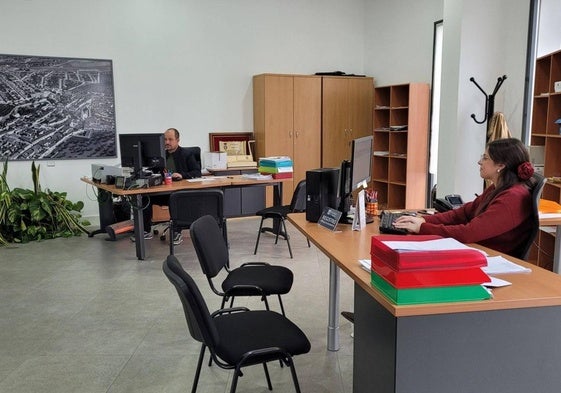 En el nuevo lugar de trabajo