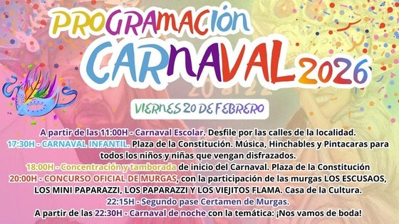 Publicado el programa de actividades para el Carnaval 2026