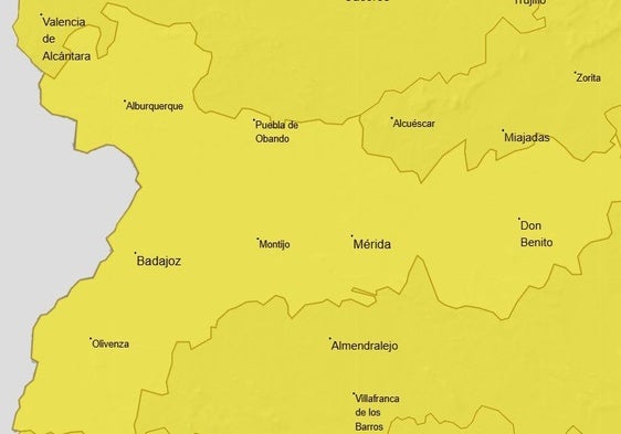 Activada la alerta amarilla en toda Extremadura por lluvias, viento y tormentas