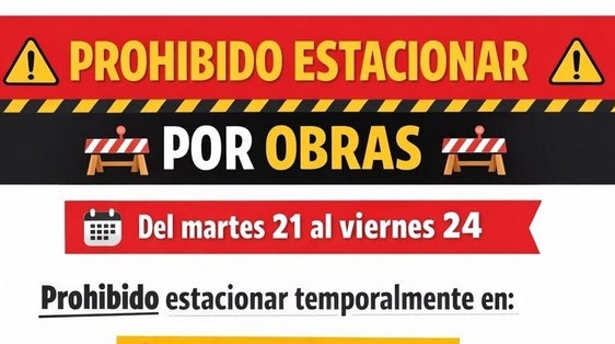 Prohibido estacionar en varias calles por obras durante esta semana