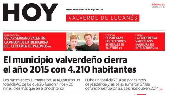 Portada del número 52 de HOY Valverde de Leganés