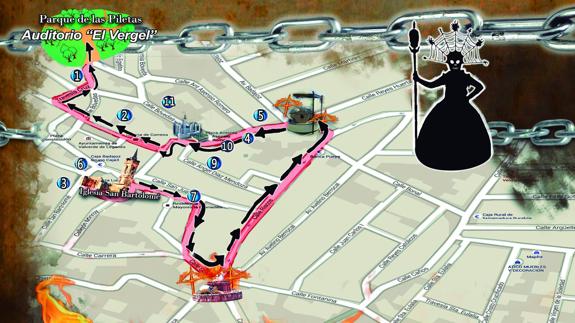 Recorrido de la comitiva en "La Fuga de la Diabla"