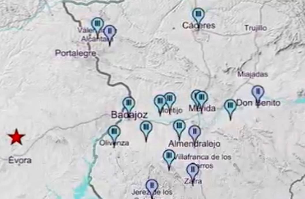Lugar del terremoto y localidades donde se ha sentido, entre ellas, Valverde