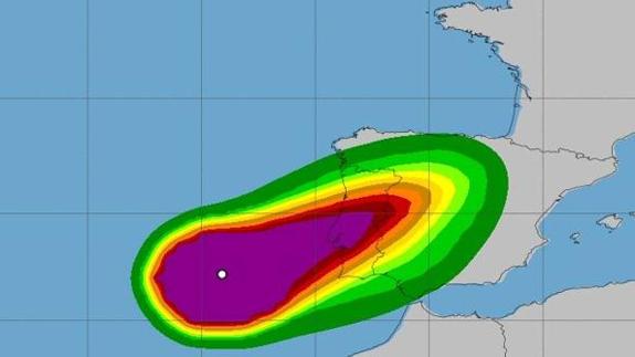 Previsión de la trayectoria del huracán Leslie según el Centro Nacional de Huracanes