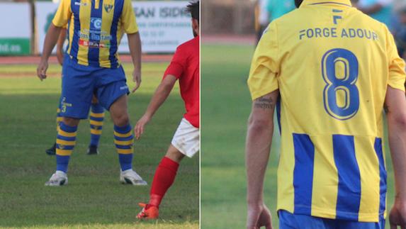 Dos lances del partido Campanario-Villafranca, donde pueden apreciarse detalles de las nuevas equipaciones de los jugadores villafranqueses. 