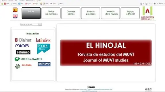 Aspecto que presenta la nueva página web de la revista El Hinojal. 