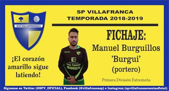 Manuel Burguillos 'Burgui' regresa para defender los colores de la SP Villafranca. 