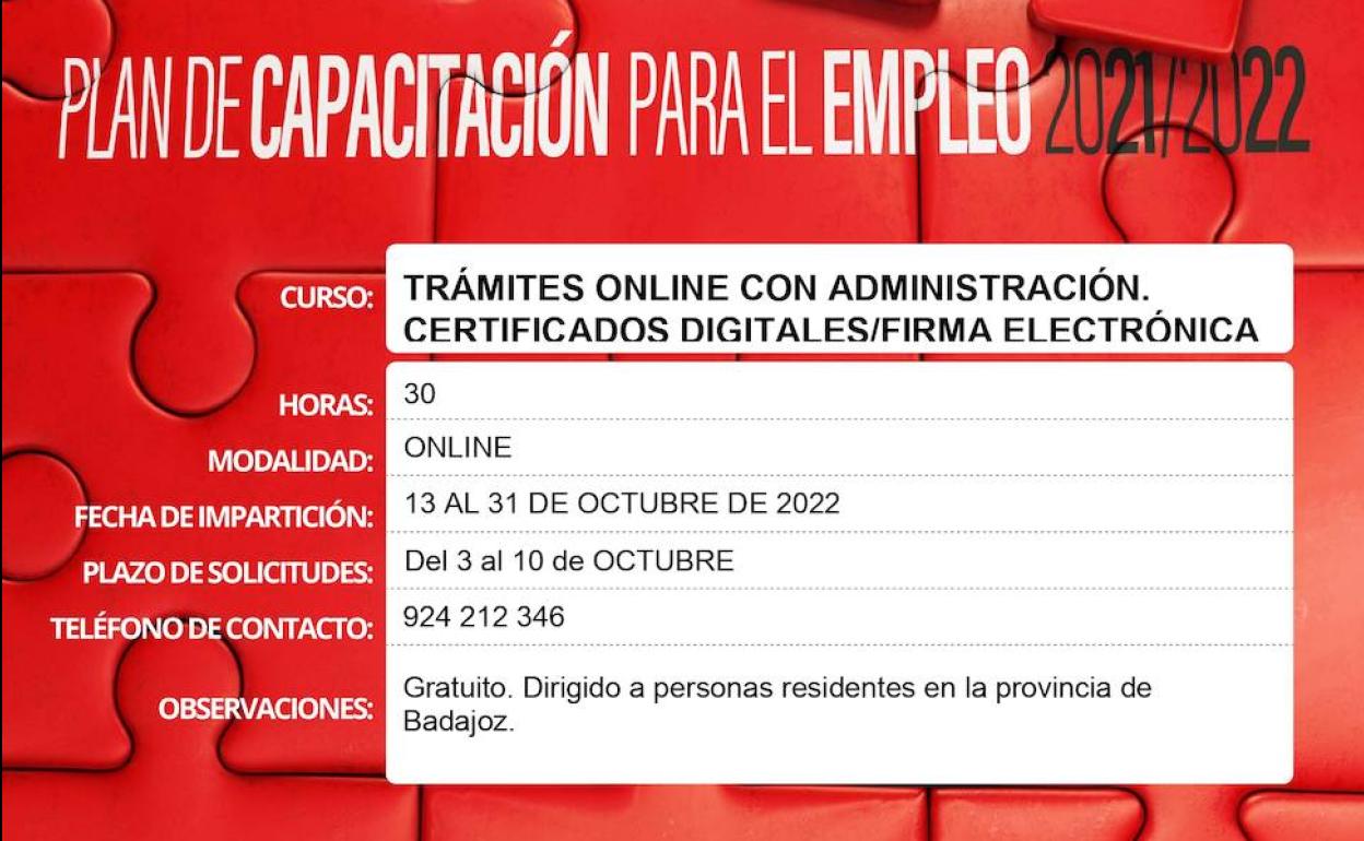 Abierto el plazo para el curso online 'Trámites online con la administración. Certificados digitales y firma electrónica'