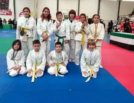 Judokas de la Academía de artes Marciales local.