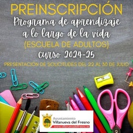 Abierto el plazo de solicitud de admisión en la Escuela de Adultos