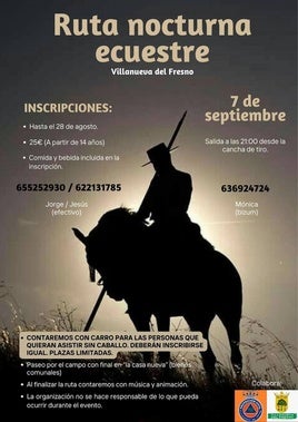 La localidad tendrá una ruta ecuestre nocturna con fiesta posterior