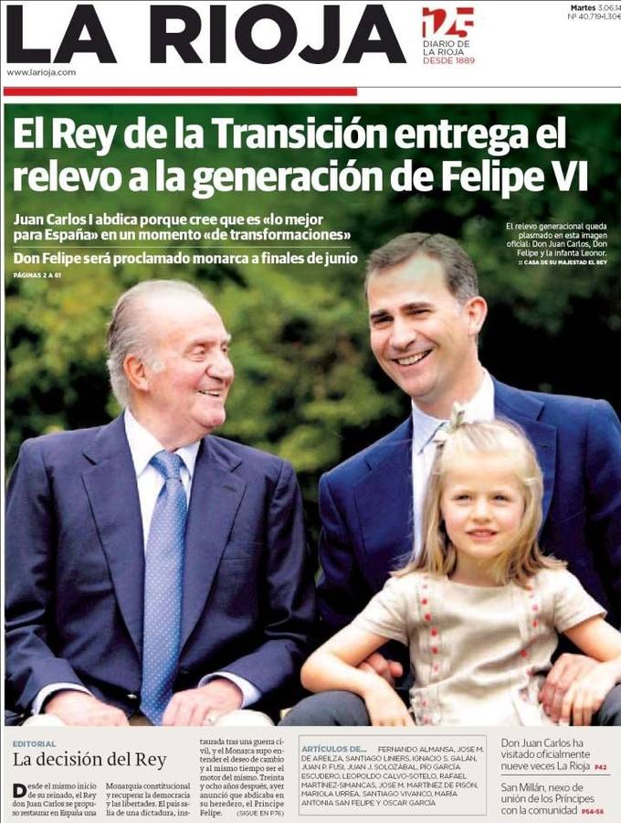 Así vieron los periódicos de Vocento la abdicación del Rey