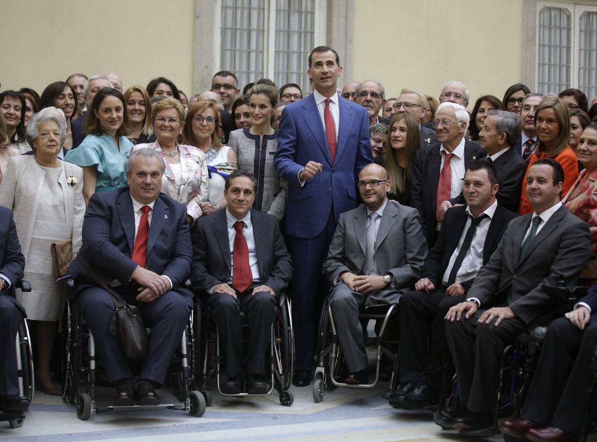 Los Reyes, durante el acto en el Palacio Real de El Pardo.