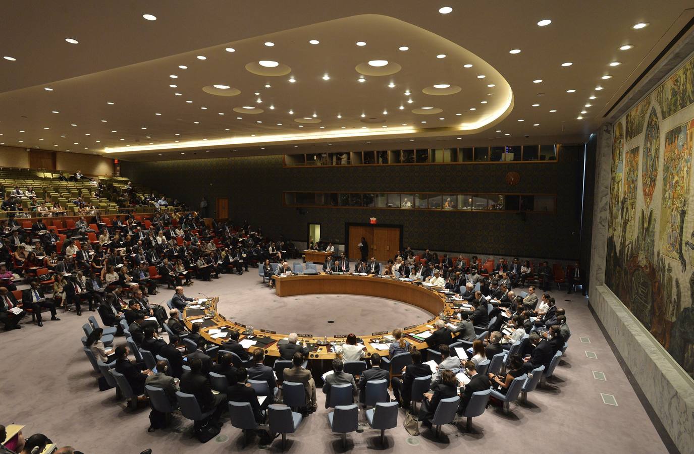 Jueves, 10 de julio. El Consejo de Seguridad de las Naciones Unidas se reúne para tratar la situación en Oriente Medio en la sede de las Naciones Unidas, en Nueva York. De acuerdo con fuentes diplomáticas, la reunión fue solicitada por la Liga Árabe tras intensificarse la violencia en la Franja de Gaza. EFE/Justin Lane