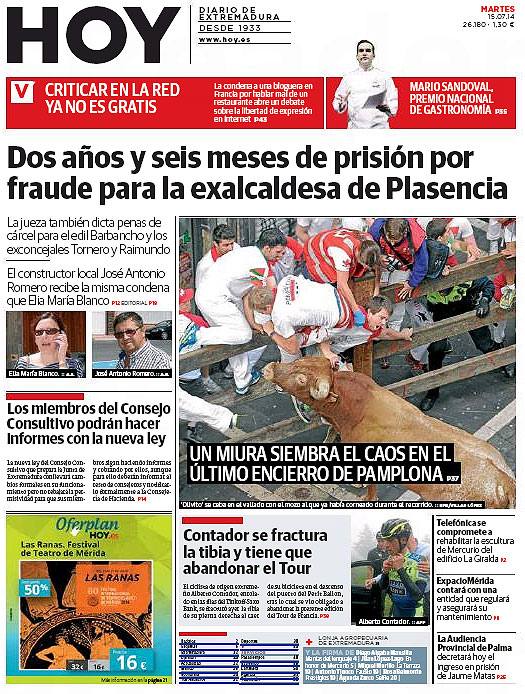 El caso Plasencia a través de las portadas de HOY