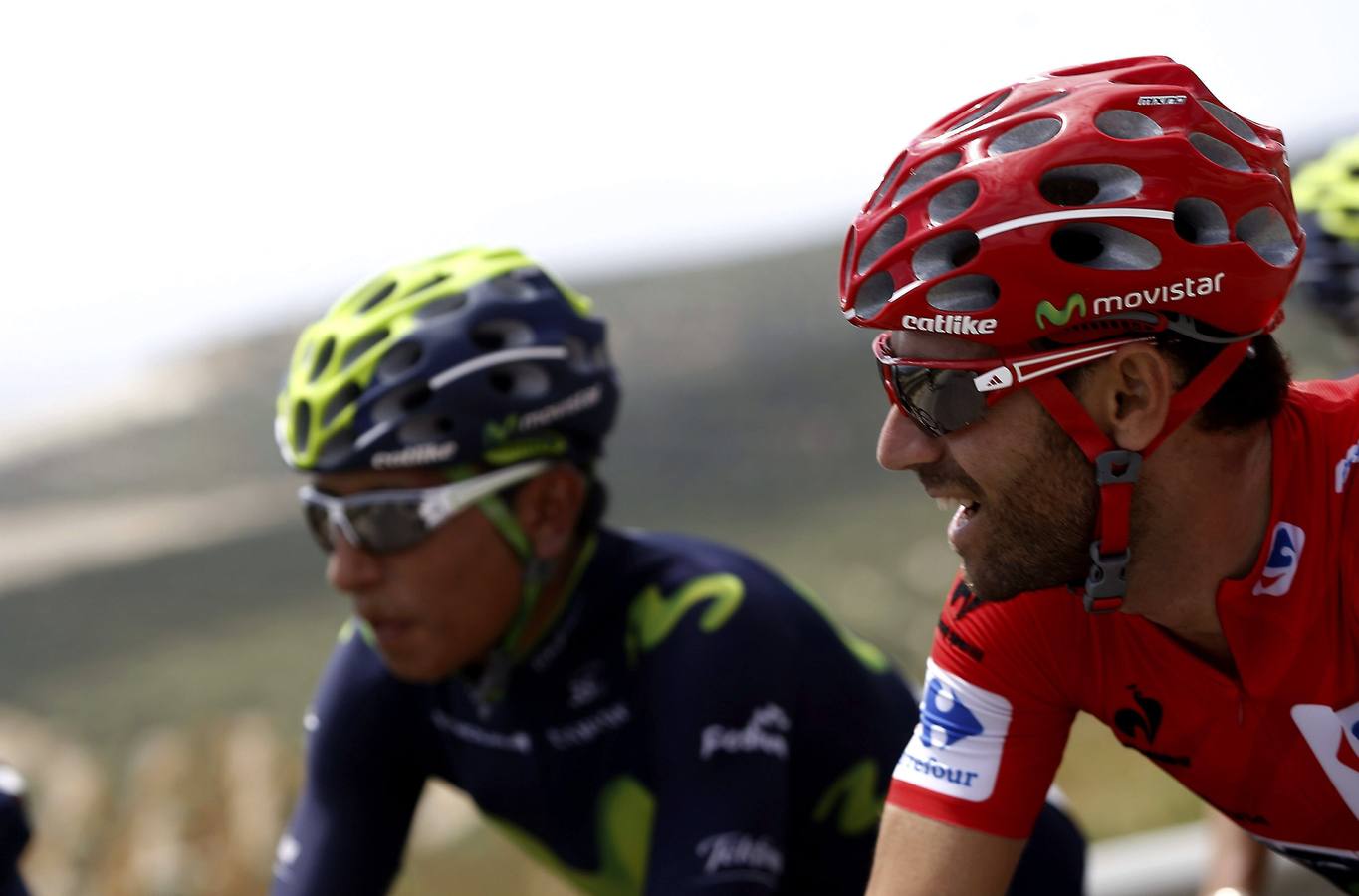 Valverde (d) y Nairo Quintana, durante la etapa.