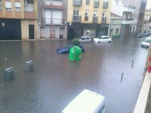 Lluvias caídas en Don Benito en la tarde del domingo