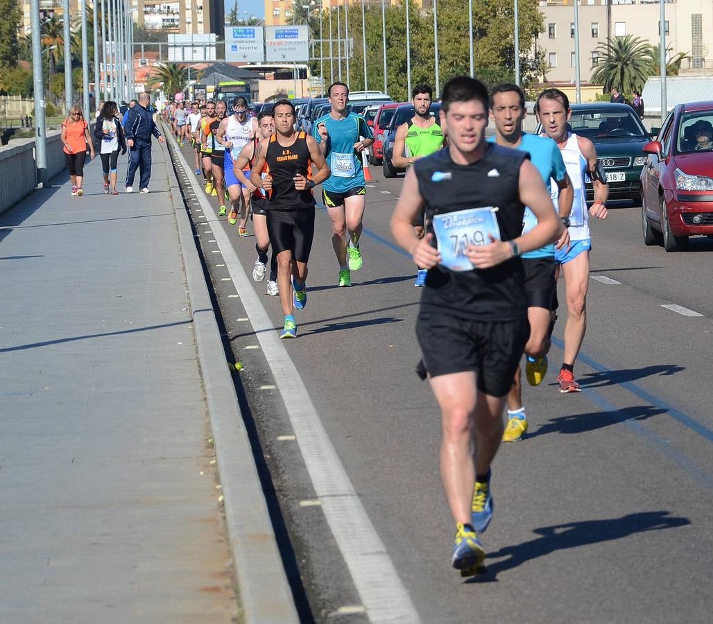 Durante el recorrido de la Media Maratón Elvas-Badajoz