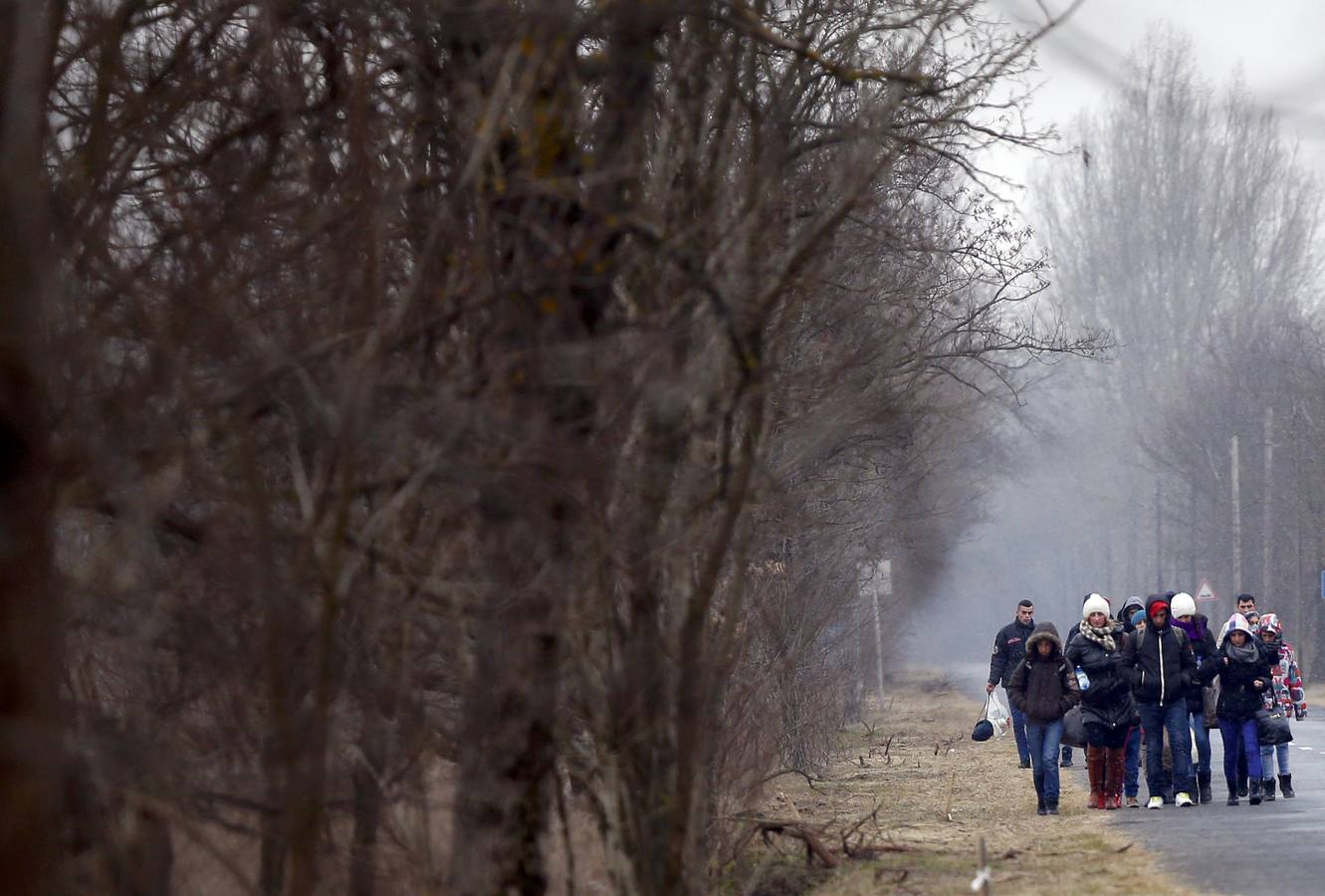 Grupo de ciudadanos de Kosovo después de cruzar ilegalmente la frontera entre Serbia Hungría, cerca del pueblo de Ásotthalom. Fotografía: REUTERS / Lazlo Balogh.