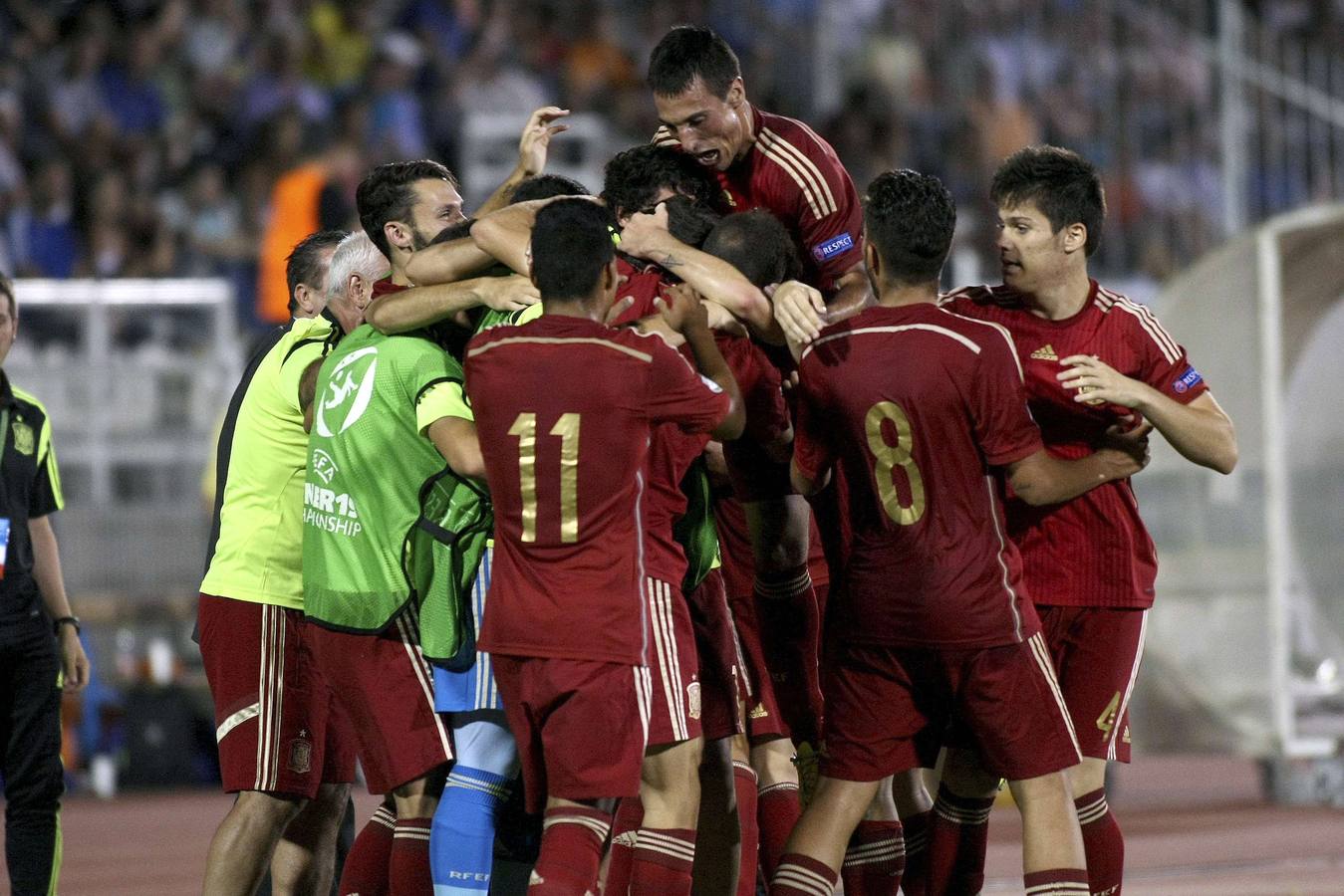 Domingo, 19 de julio: La Selección españaola de fútbol sub-19, se proclamó, por séptima vez, campeona de Europa tras vencer a rusia por dos tantos a cero. Fotografía: Agencia  AFP