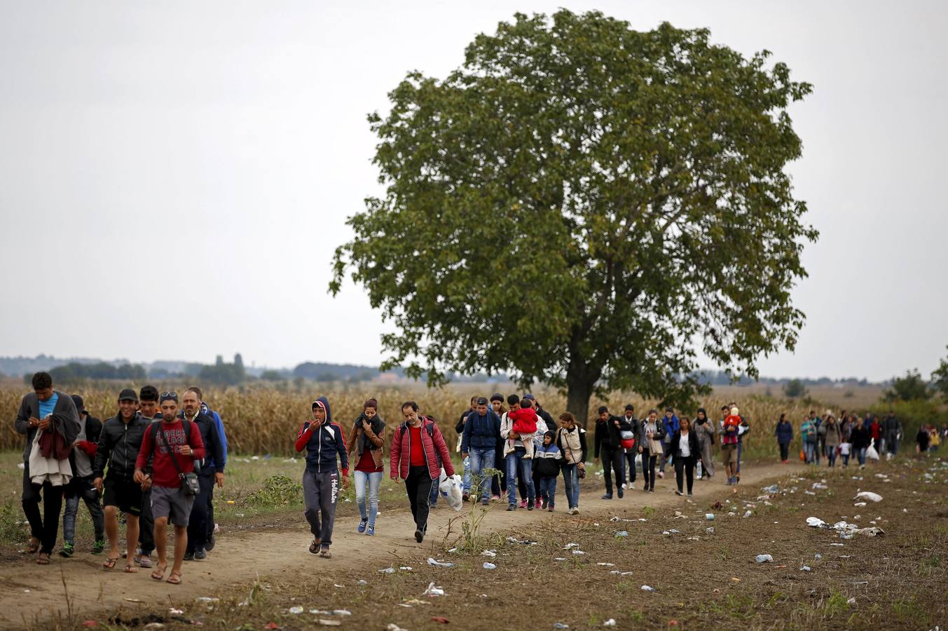 Los inmigrantes cruzan a pie la frontera serbia con Croacia