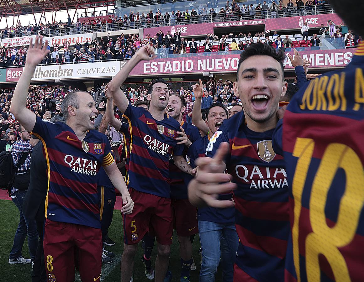Sábado, 14 de mayo: El FC Barcelona se proclama campeón de liga 2015-2016 en Granada. Fotografía: Agecias