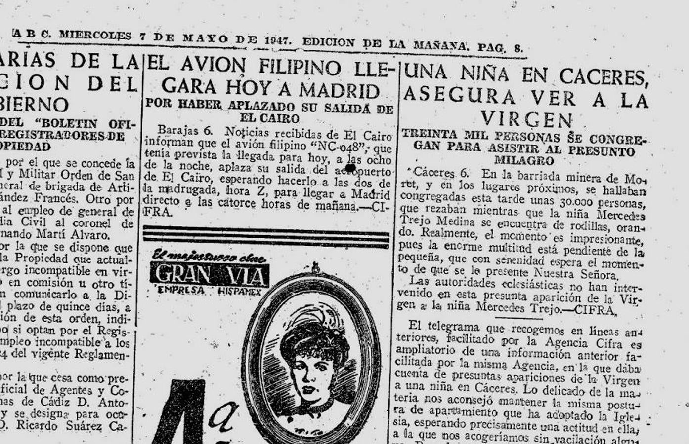 Recorte del periódico ABC del 7 de mayo de 1947. ::