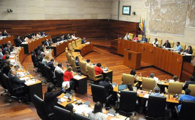 Panorámica de la Asamblea de Extremadura durante un pleno. :: 