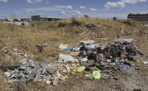 Vertedero ilegal de residuos en la Zona Norte de Mérida, próximo a la carretera de Montijo.