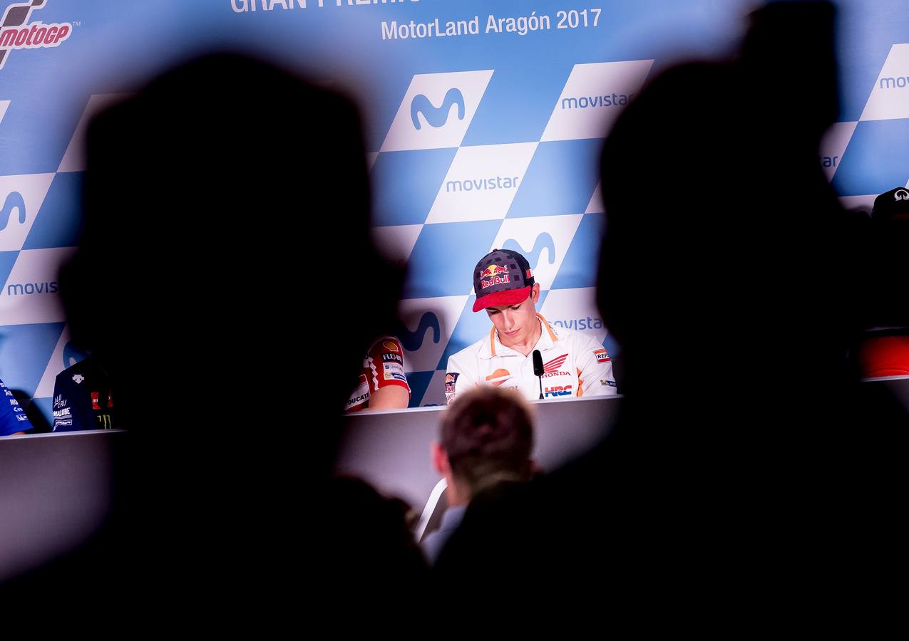 Marc Márquez, durante la rueda de prensa previa al GP de Aragón. 