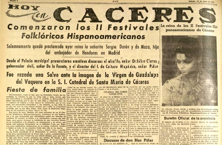 Recorte del Diario HOY del 13 de junio de 1959. 