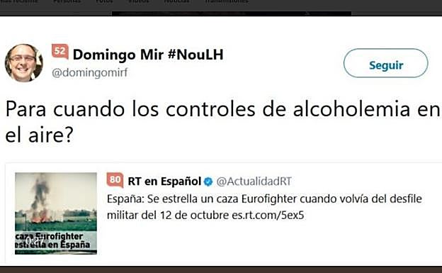 ERC suspende al militante que ironizó sobre el piloto del Eurofighter que falleció ayer