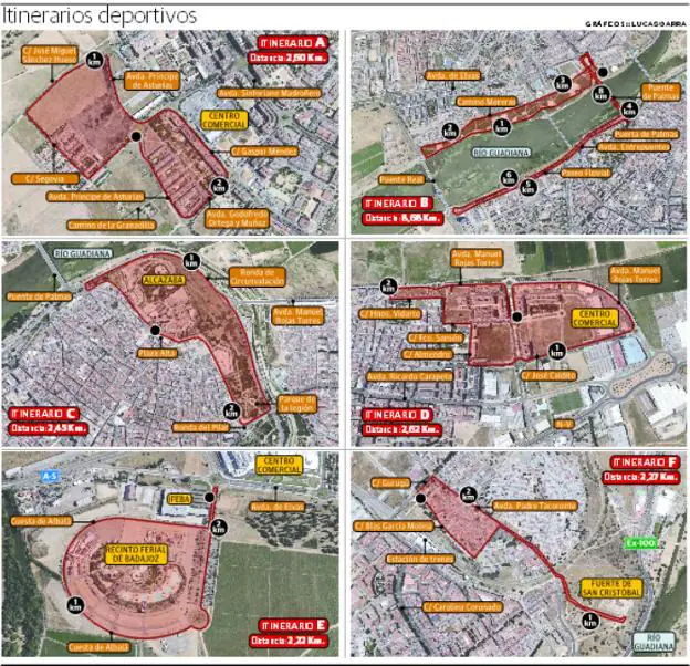 El Ayuntamiento de Badajoz limita a seis rutas las pruebas deportivas
