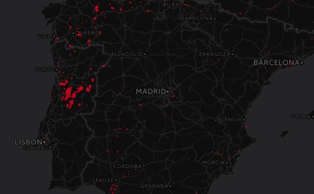 Los focos del fuego en el norte de España, en tiempo real