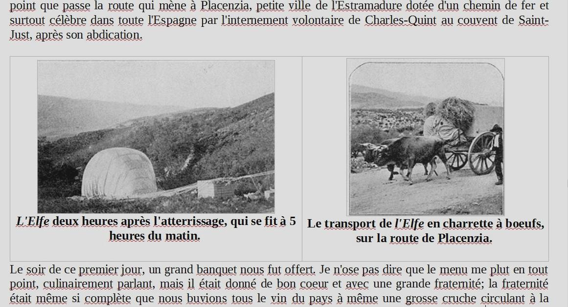6. Fotografías del reportaje de la revista francesa, con el lugar en el que cayó el globo y su traslado a Plasencia