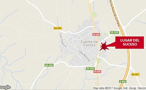 Un joven de 24 años resulta herido grave en una salida de vía en Fuente de Cantos