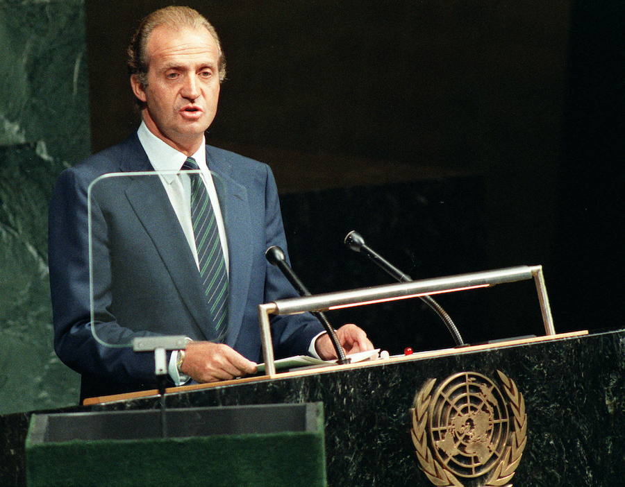 Su Majestad el Rey durante su intervención en la apertura de la 41ª sesión de la Organización de Naciones Unidas (ONU), en Nueva York.