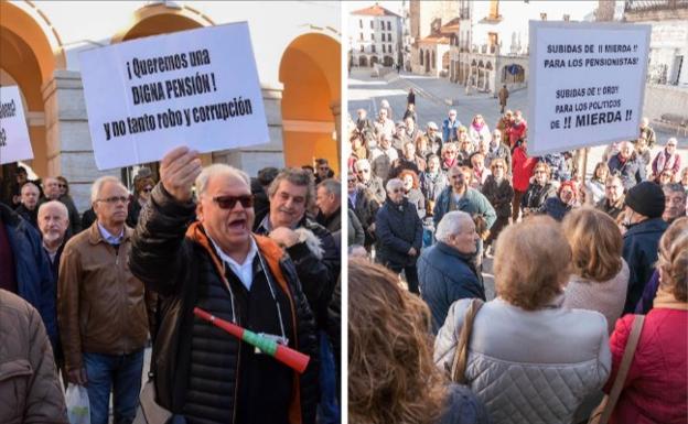 Protesta de jubiliados en Badajoz y Cáceres:: C. MORENO / JORGE REY