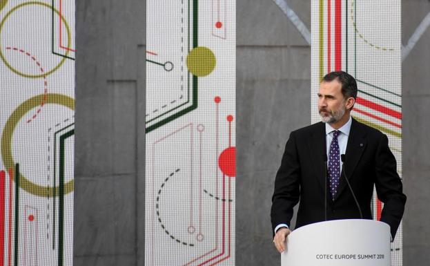 Felipe VI, durante su discurso en la XII edición del encuentro Cotec Europa.