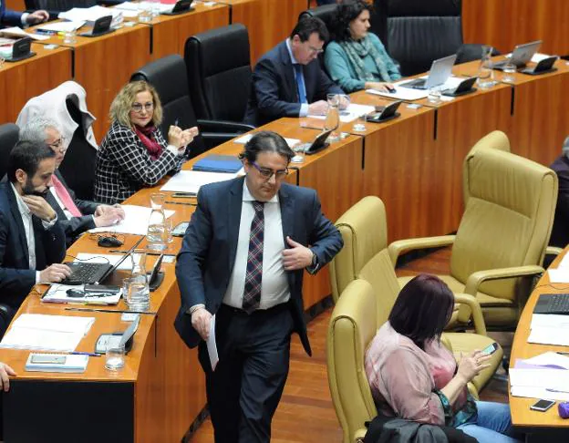 El consejero de Sanidad y Políticas sociales, José María Vergeles, ayer en la Asamblea. :: 