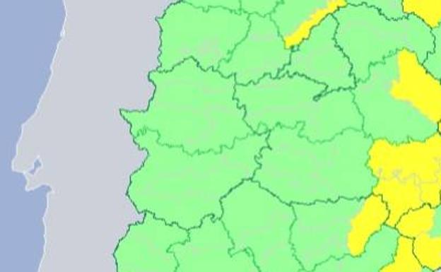 El mapa de predicción del tiempo en Extremadura no presenta ningún aviso para este martes.