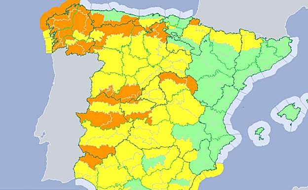 Mapa de avisos de la Aemet para este miércoles 