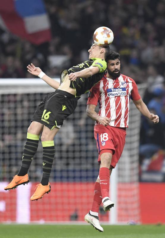 Las mejores imágenes del partido de ida de cuartos de final de la Liga de Campeones que enfrentó al Atlético y al Sporting de Lisboa, en el Wanda Metropolitano