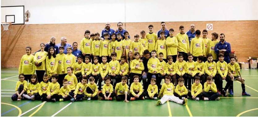 Participantes en la Escuela Deportiva Danone, que se celebra en el Pabellón de Moctezuma.