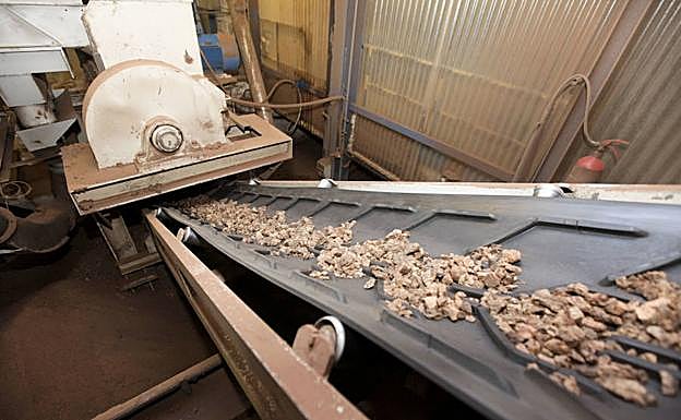 Cinta transportadora con la materia prima que llegará a los molinos