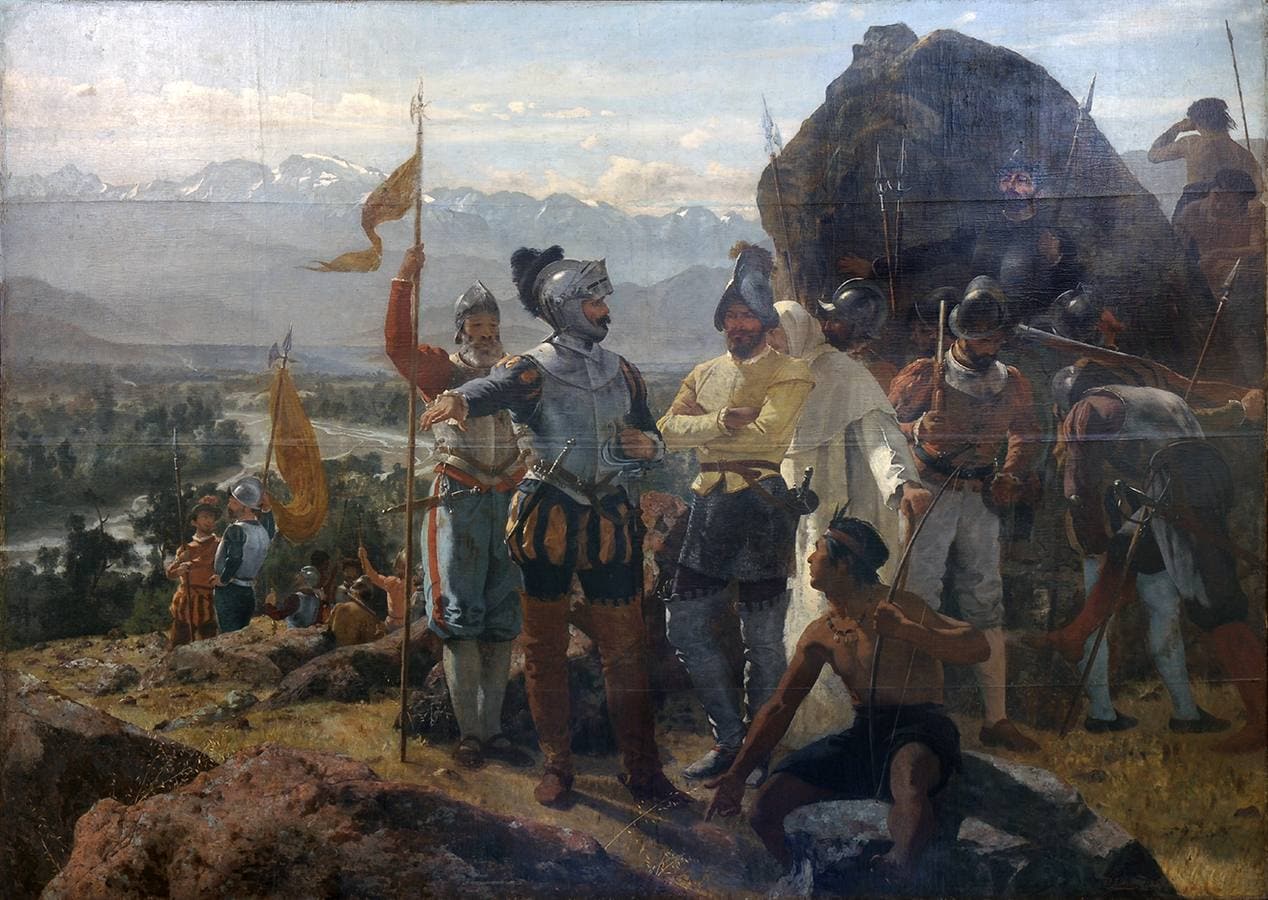 14-Cuadro de Pedro Liria de la fundación, por Pedro de Valdivia, de Santiago de la Nueva Extremadura en 1541.
