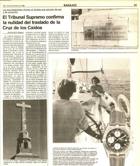 32-Noticia del Diario HOY del 24 de diciembre de 1988, con la confirmación del Tribunal Supremo.
