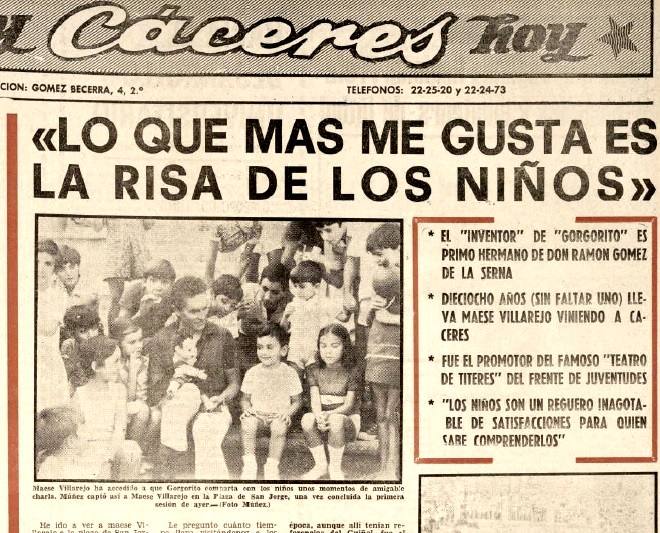 17-Entrevista a Maese Villarejo, creador de Gorgorito, en el Diario HOY del 29 de septiembre de 1971.